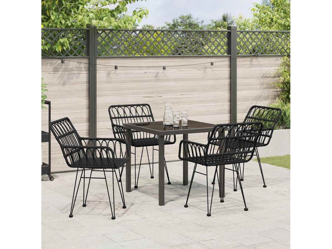 Vidaxl Conjunto De Jantar Para Jardim 5 Pcs Preto Aço Revestido A Pó