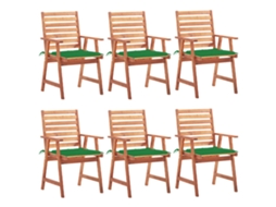 Vidaxl Cadeiras De Jantar P/ Jardim 6 Pcs C/ Almofadões Acácia Maciça