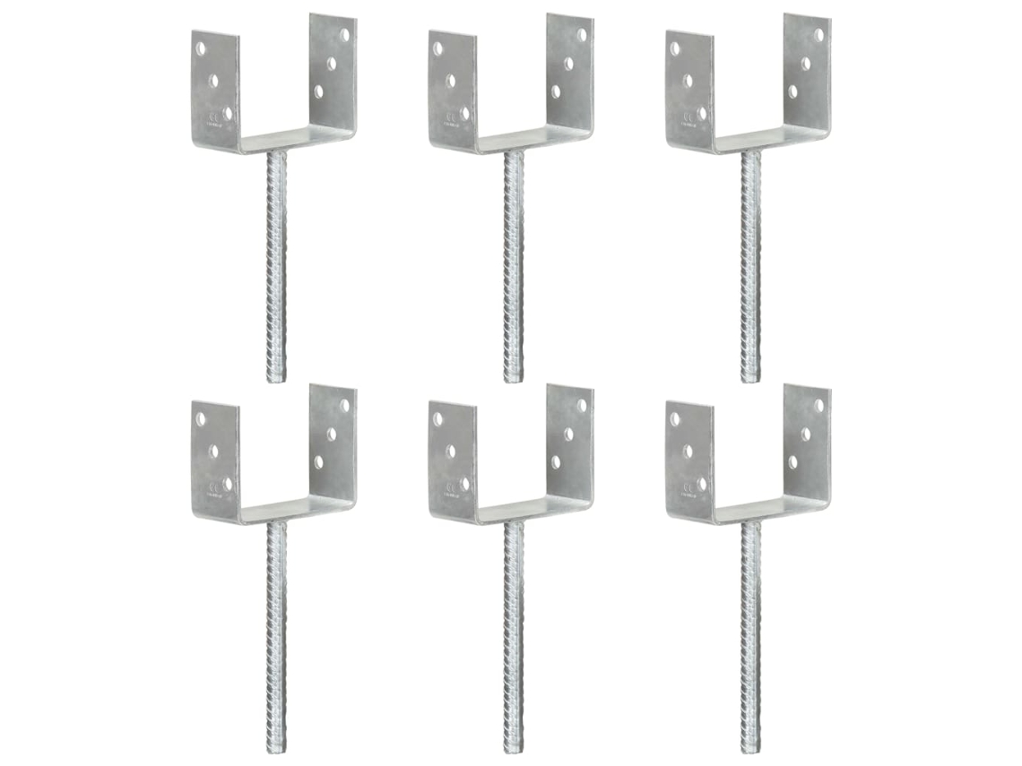 Vidaxl Âncoras De Vedação 6 Pcs 12x6x30 Cm Aço Galvanizado Prateado