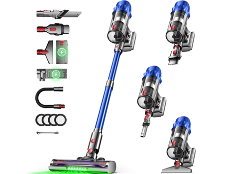 Aspirador de pó vertical sem fio Adormii 550W, 65 kPa, LED de 3 velocidades, 70 min, tanque de 1,8 L, para carpetes, pisos duros e pelos de animais