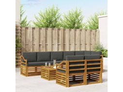 Vidaxl Conjunto De Sofás Para Exterior 9 Unid. Natural E Antracite