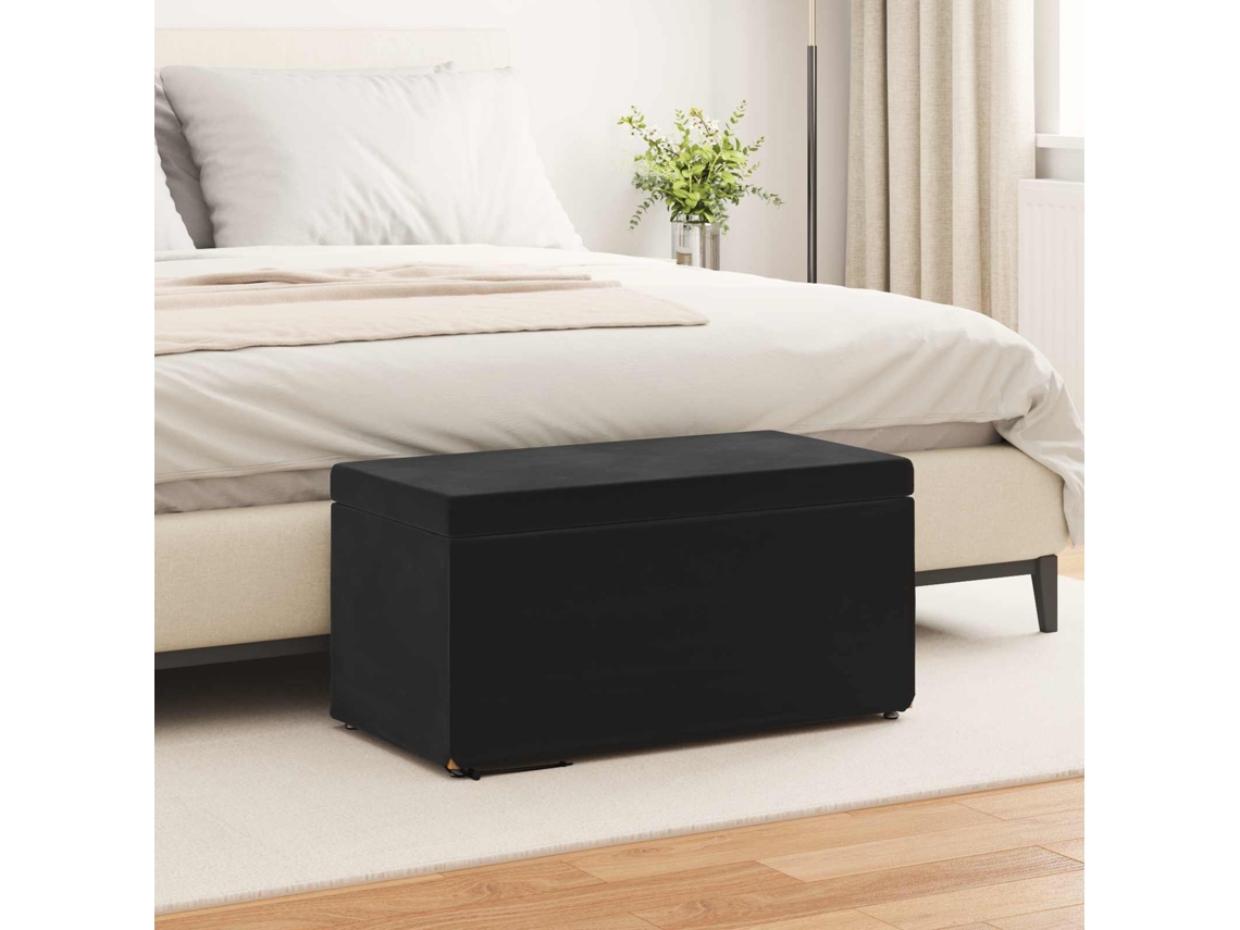 Vidaxl Banqueta Preto 81 X 41 X 40 Cm Veludo E Madeira De Engenharia