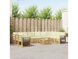 Vidaxl Conjunto De Sofás Para Exterior 11 Unid. Branco E Creme