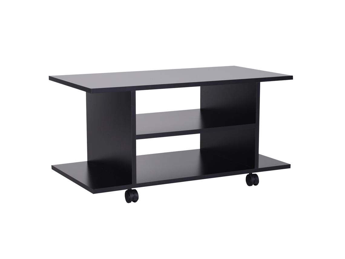 Móvel Para Tv Para Televisores De Até 42 Polegadas De Com Prateleiras E Rodas Com Travão 80x40x40cm Preto