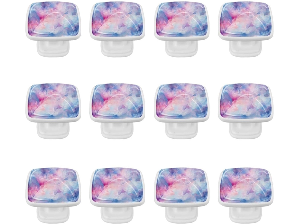 Puxadores Quadrados Para Armários De Cozinha, Puxadores Para Armários E Gavetas, 12 Peças, Mármore Abstrato Azul E Roxo