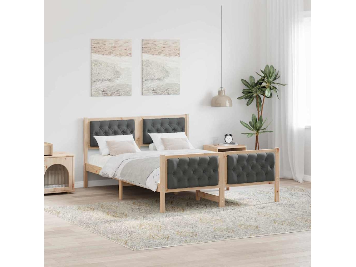 Vidaxl Estrutura Da Cama Com Cabeceira Cinza Escuro 140 X 200 Cm