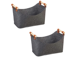 Cestos De Feltro Dobráveis ​​com Alças De Madeira Para Lenha No Inverno. Olysi Shop