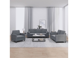 Vidaxl 3 Pcs Conjunto De Sofás Com Almofadas Veludo Cinzento-escuro