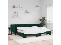 Vidaxl Sofá cama C/ Gavetão e Colchões 100x200cm Veludo Verde escuro