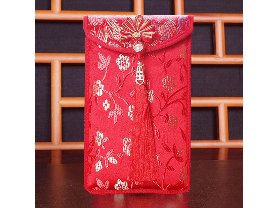 Envelope Vermelho (tecido De Seda, Bordado) Eoocoo
