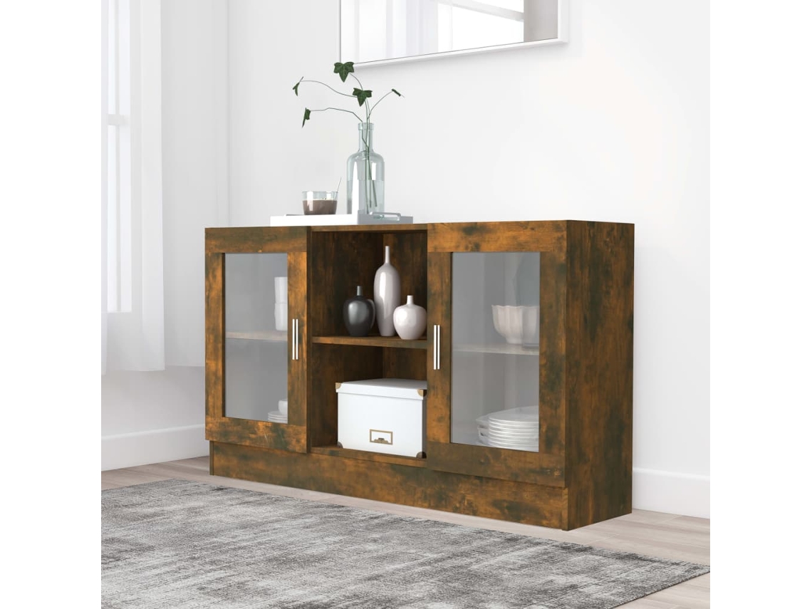 Vidaxl Vitrine 120x30,5x70 Cm Derivados De Madeira Carvalho Fumado