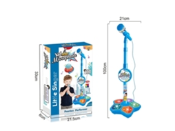 Microfone Infantil com Suporte para Instrumentos Musicais de Karaoke e Brinquedos Azul