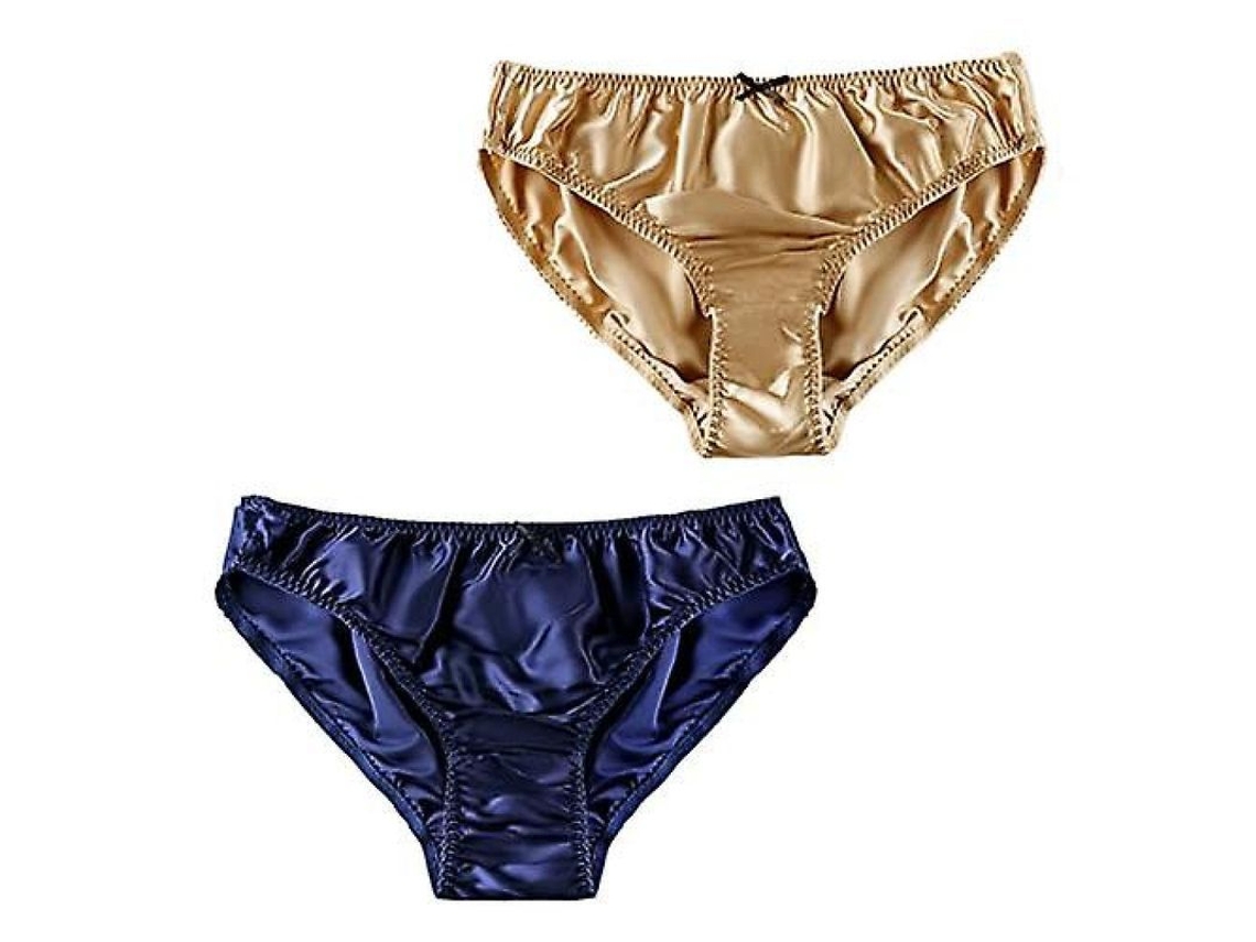 Braguitas de Seda para Mujer, 2pcs, Talla M-XXXL, Oro y Azul