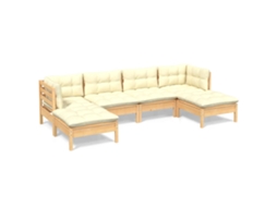 Conjunto de 6 Garden Lounge com Almofadões Cor Creme Pinho MAISON EXCLUSIVE