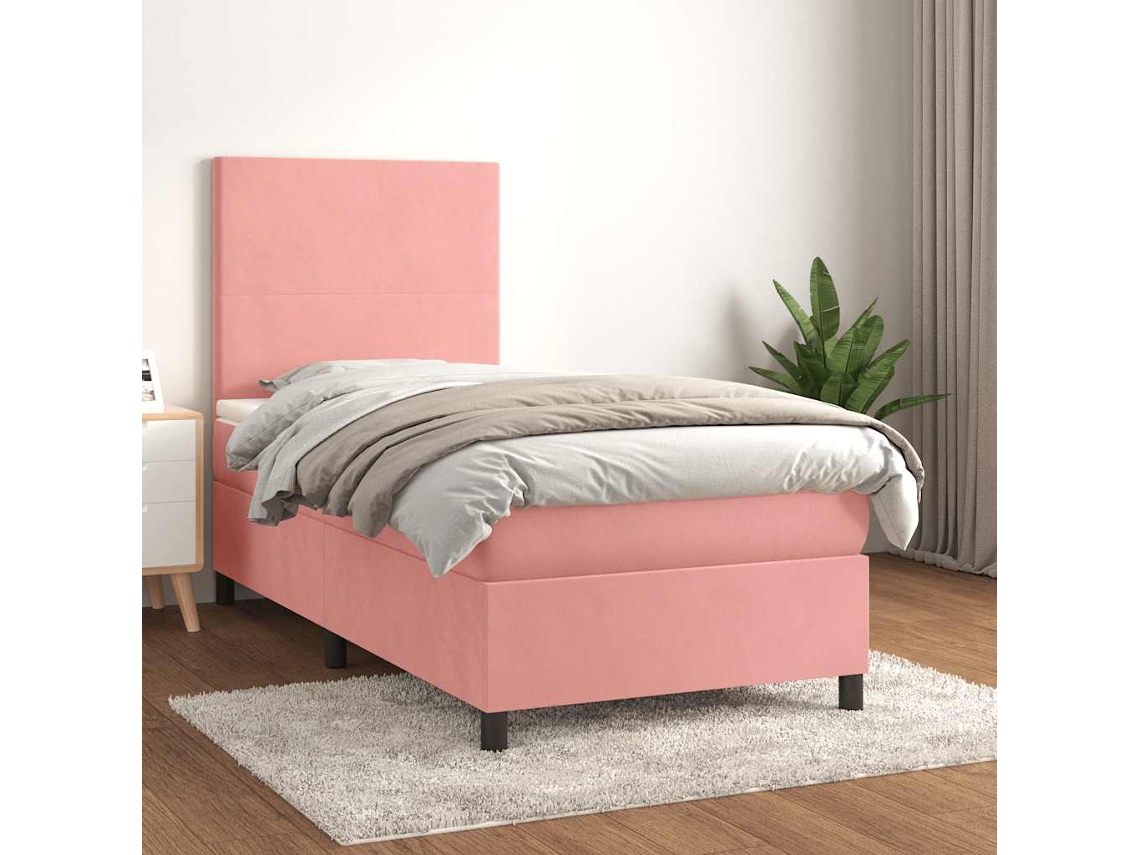 Vidaxl Cama Com Molas/colchão 80x200 Cm Veludo Rosa