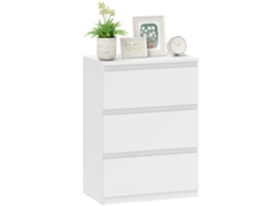 Cômoda com 3 Gavetas, Móvel Moderno para Arrumação no Quarto, Branca.