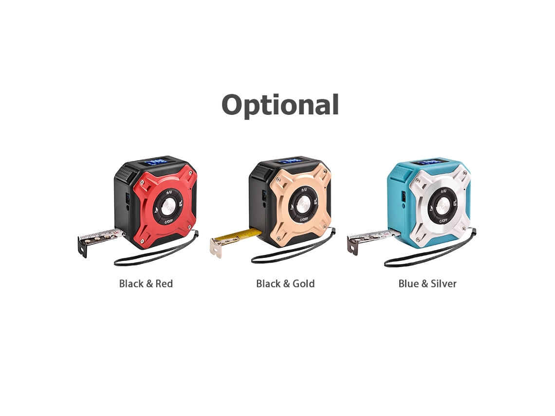 Yuru medidor a Laser 3 em 1 com Fita Métrica 5m e 40m, Multifuncional, Recarregável, Lcd com Luz de Fundo