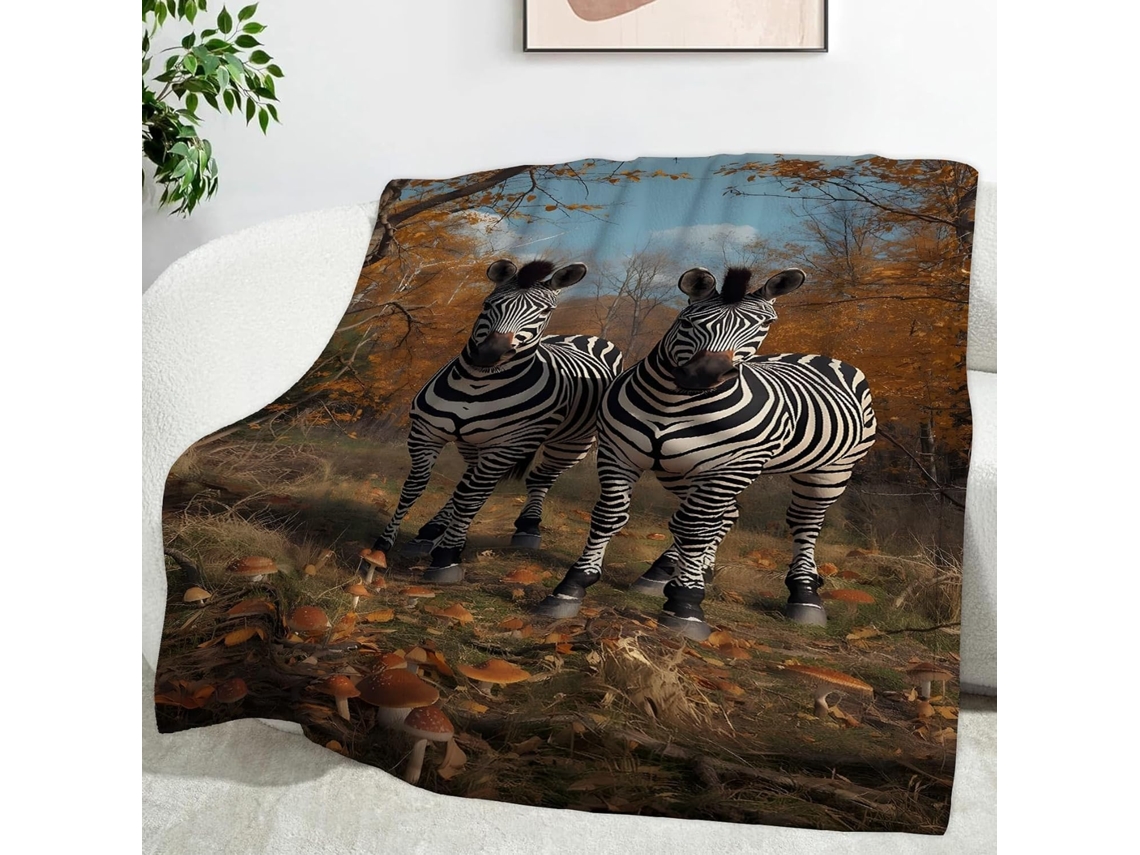 Manta Zebra Forest Blanket 150x200 Cm Multifuncional Macia e Aconchegante de Flanela para Cama Cobertor Cochil