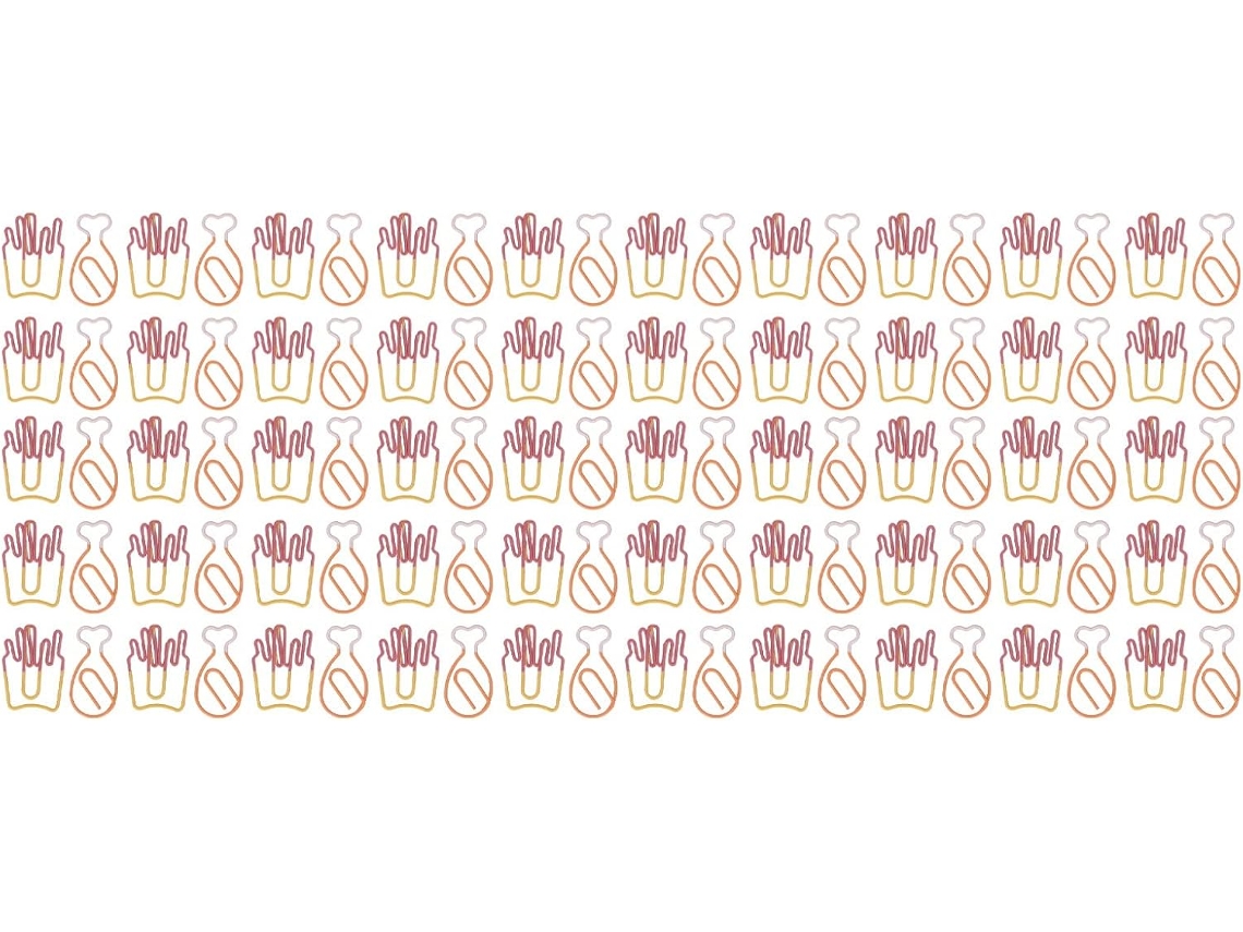 100 Clipes de Papel Infantis, Formato de Batata Macia, Clipes de Metal Galvanizado, Clipes Multiuso para Documentos E