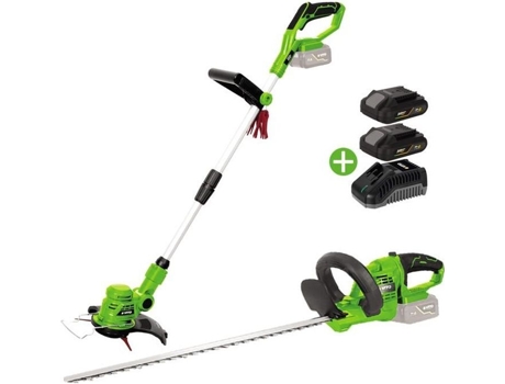 Pack Corta-Sebes e Biseladora Sem Fio 20V Vito Ego Li 2 Baterias 2Ah Carregador Conjunto de 20 Lâminas VITO GARDEN