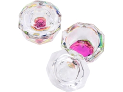 Conjunto De 2 Copos Octogonais Para Unhas Com Tampas De Vidro Para Pó.