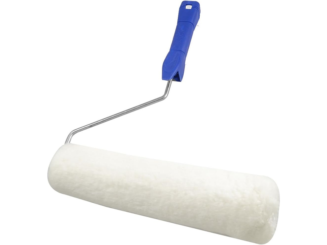 Rolo de Pintura com Cabo Plástico Azul e Capa Pelúcia Branca 10 Polegadas CHABERLU