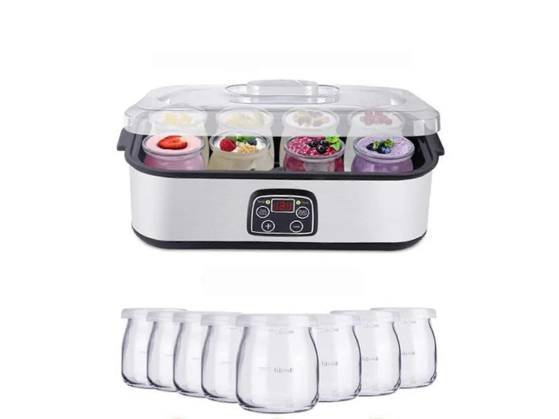 Máquina de Iogurte Probiótico Ultimate com Capacidade de 1400ml, Temperatura Ajustável e 8 Potes de Vidro CHARM