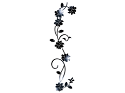 Adesivo Parede Floral Vinha Rosa Preto Diy Espelho
