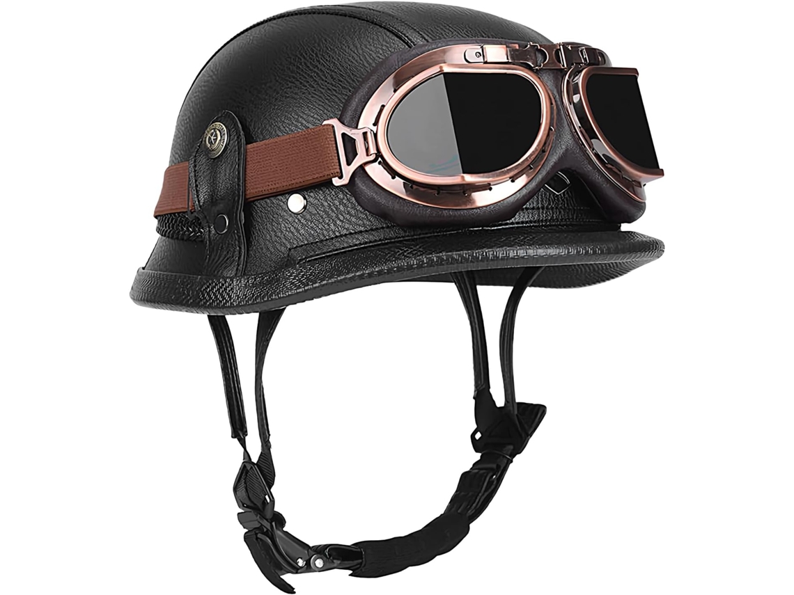 Capacete de motocicleta estilo alemão, capacete para scooter com sistema de liberação rápida, proteção para a cabeça.