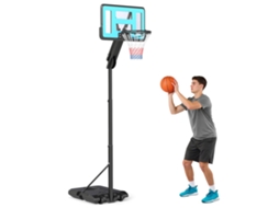 Aro De Basquete Externo Ajustável De Painel Traseiro À Prova De Estilhaços Portátil Com Rodas Base Preta - Dimensões: 180-270 Cm
