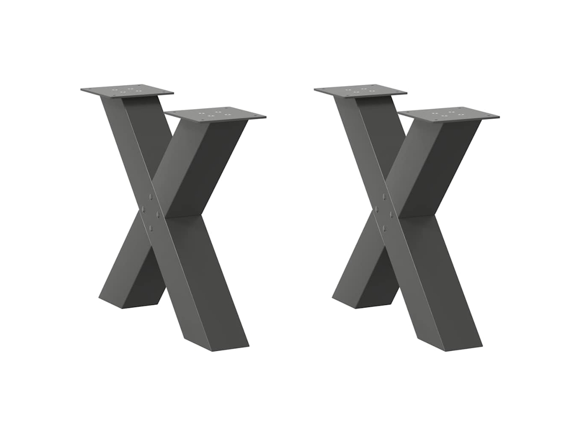 Vidaxl Pés Para Mesa De Centro Em Formato De X, 2 Peças, Antracite, 60x (42-43) Cm, Aço