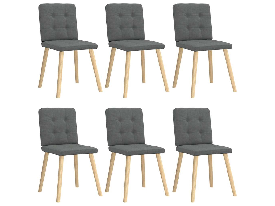 Vidaxl Cadeiras De Jantar 6 Pcs Tecido Cinzento-escuro