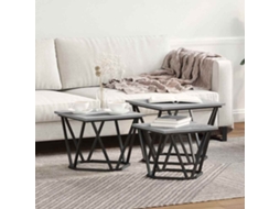 Vidaxl Mesa De Centro 3 Pcs Cinza Sonoma Madeira De Engenharia E Aço