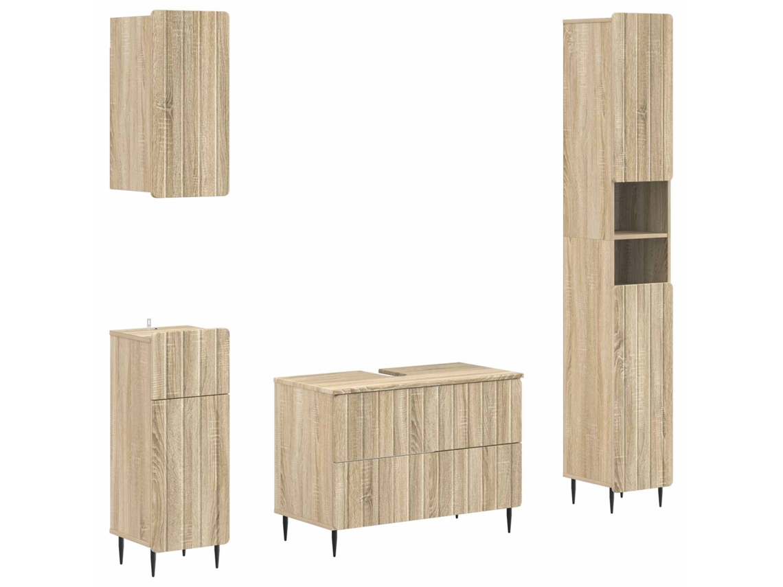 Vidaxl Conjunto De Armários De Banheiro Com 4 Peças Zwolle