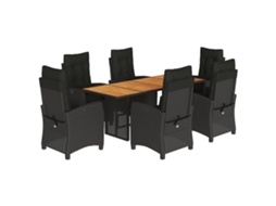 Conjunto de 7 Jantar para Jardim com Almofadões Vime Pe Preto MAISON EXCLUSIVE