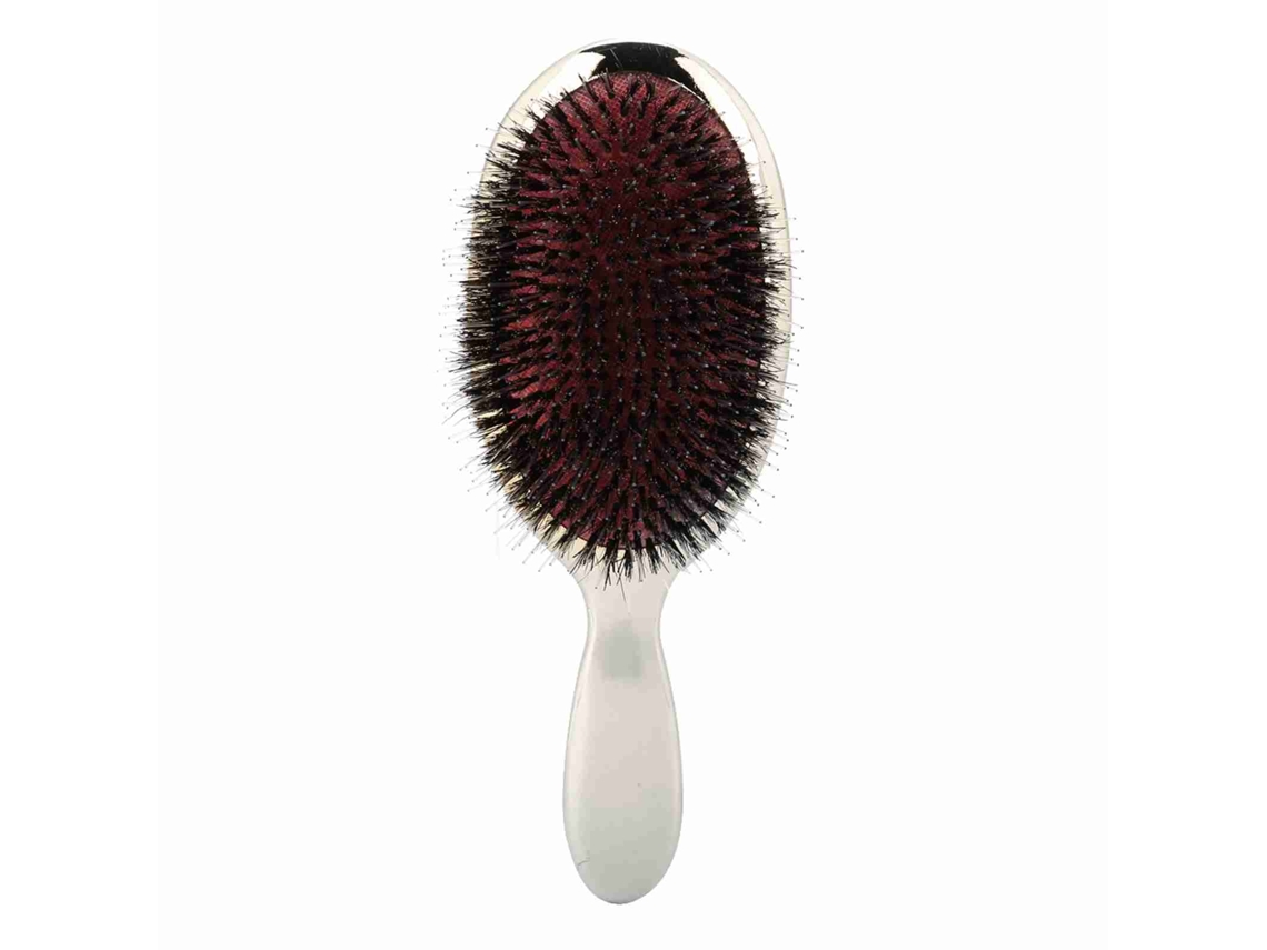 Pente de massagem capilar oval antiestático com cerdas de nylon, 2026, 2 cores, prateado.