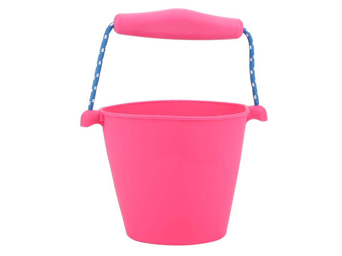 Cubo De Baño Para Bebé De Silicona Plegable Con Mango Juguete Rosa Rojo