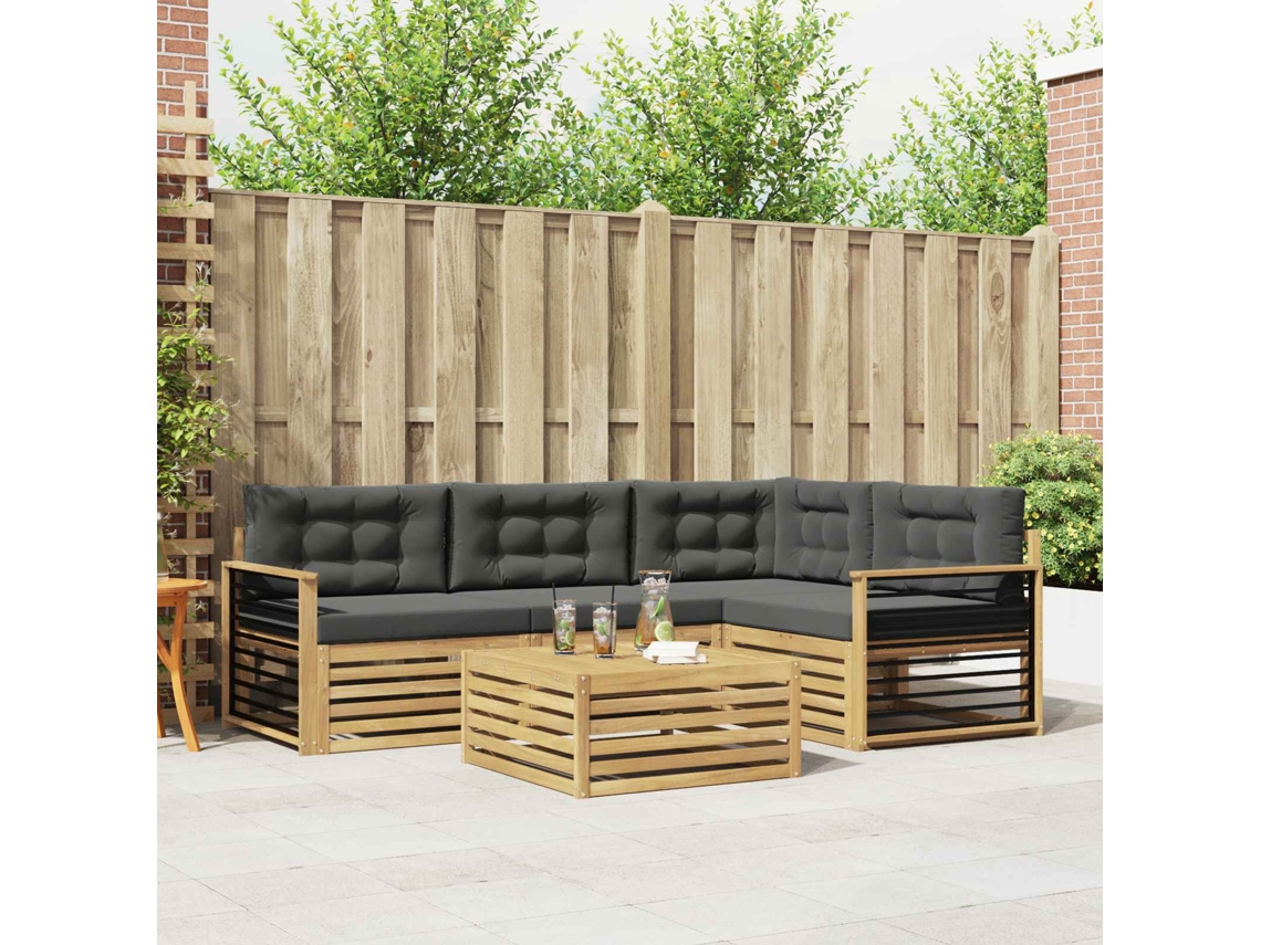 Vidaxl Conjunto De Sofás Para Exterior 6 Unid. Branco E Antracite