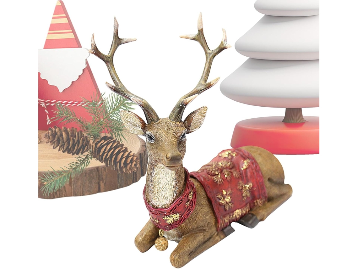 Estatuetas De Renas De Natal, Decoração De Mesa Em Resina | Escultura Artesanal De Alce
