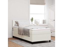 Vidaxl Cama Box Creme E Branco 100 X 200 Cm Tecido De Veludo Cotele