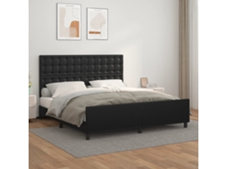 Vidaxl Estrutura De Cama C/ Cabeceira 180x200cm Couro Artificial Preto