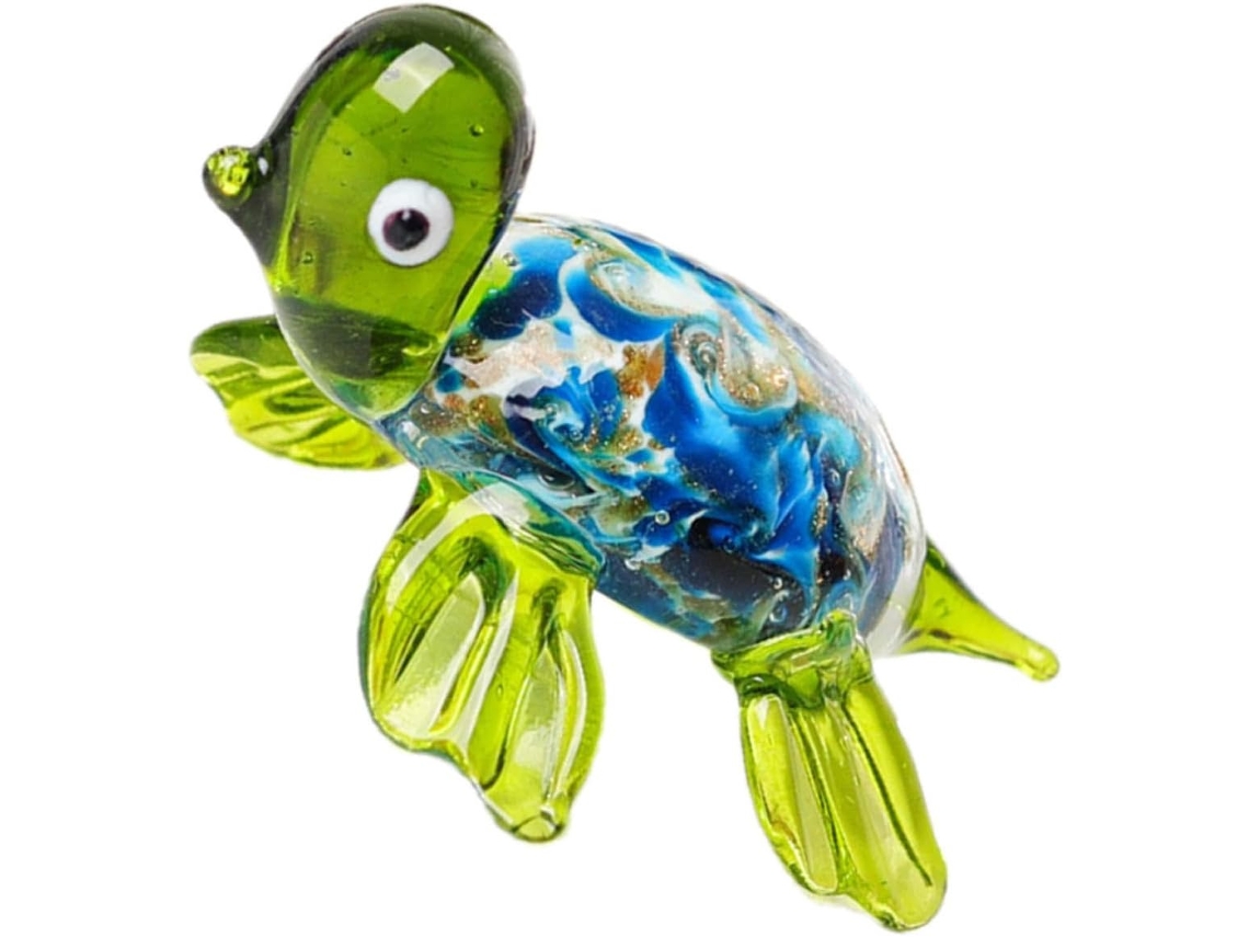 Estatueta Decorativa Tartaruga Vidro Verde Armário Miniatura Resistente Prática Design Único Elegante Ideal GOKOCO