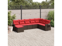 Vidaxl Conjunto De Sofá De Jardim Com 8 Peças E Almofadas Em Rattan Sintético Marrom