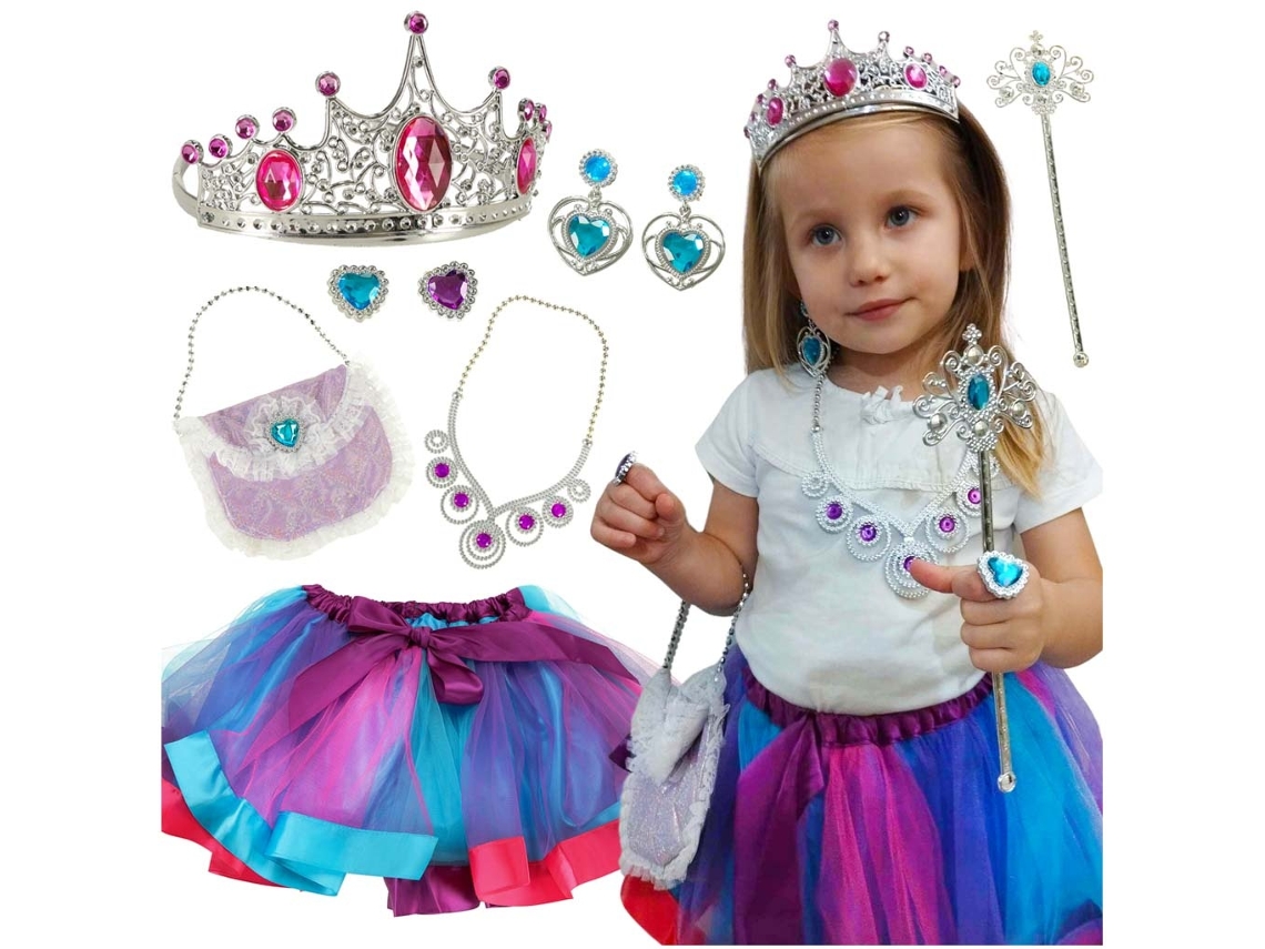 Fantasia Rainha Princesa com Bolsa e Coroa 9 Itens Pricenet