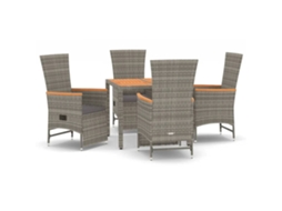Maison Exclusive - 5 Pcs Conjunto De Jantar P/ Jardim C/ Almofadões Vime Pe Cinza