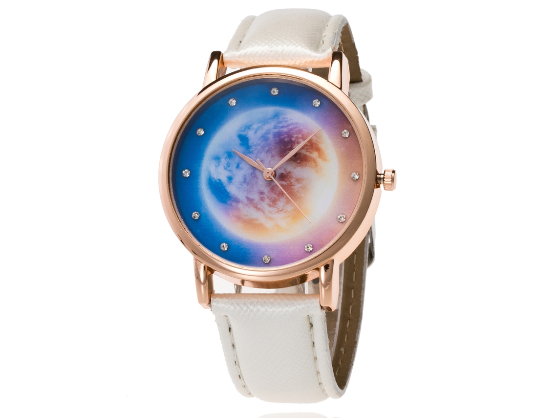 Relógio de Pulso Feminino de Quartzo com Pulseira de Couro Pu Estilo Moderno Leisure (branco)
