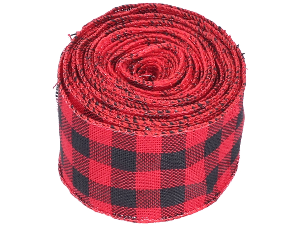 Laxiscreed Fita Decorativa De Natal 5m Com Padrão Xadrez Preto E Vermelho Para Embrulho E Artesanato