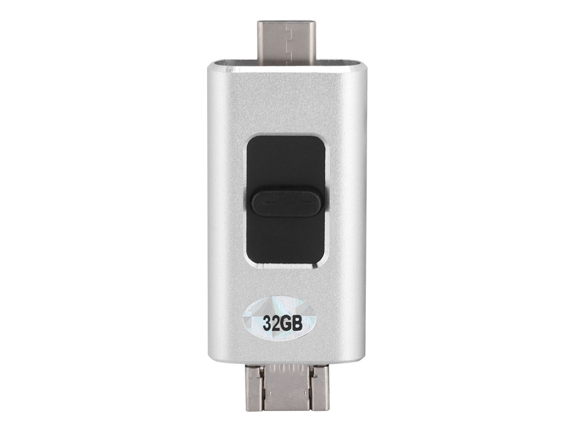 Pen Drive Usb (adequado Para Dispositivos Apple E Android, Multifuncional 4 Em 1) 32g Prata
