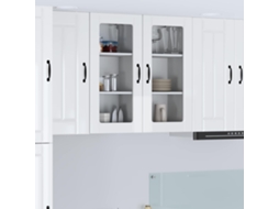 Vidaxl Armário De Vidro De Parede Lucca 2 Unid. Branco Brilhante