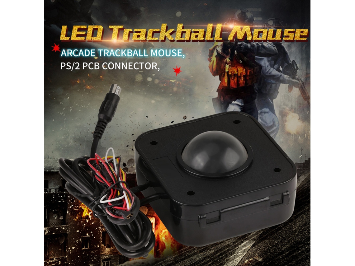 Mouse Trackball Led Iluminado 4.5cm Redondo com Conector Pcb Ps/2 para Arcade